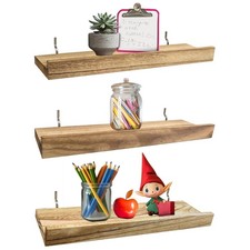 Wood Pegboard Shelves with Lip 14x4 Inch Racks Wall Organizer 3 PCS Pack