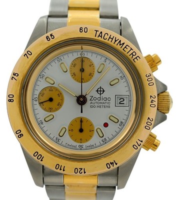 Zodiac 40mm Men's Red Dot Automatic Chronograph 7750 Two Tone Watch- 406.33.13!