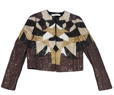 Givenchy Paris Pre Fall 2013 Black Brown Geometric Beaded Women  s Jacket