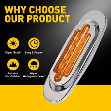 16LED Clearance Light Bar Yellow Side for Light Marker Car Trailer RV Truck Boat