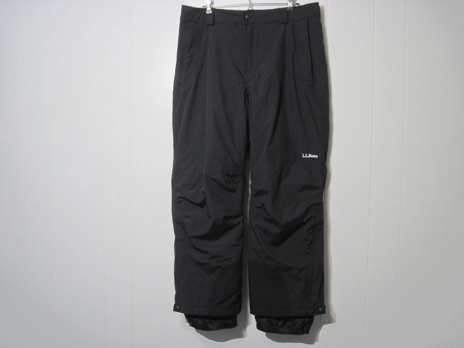 LL Bean Snow Pants Mens Large Black Insulated Ski Snowboard Outdoor Gaiters