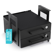 Under Desk Drawer Slide Out Lockable Metal Storage Double Matte Black