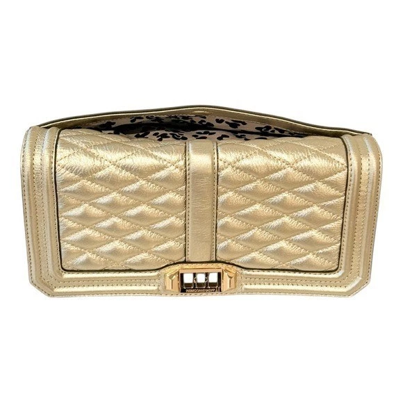 Bolso Bandolera Bolso de Hombro REBECCA MINKOFF Cuero Acolchado Love Peltre NUEVO Foto 4 de 4