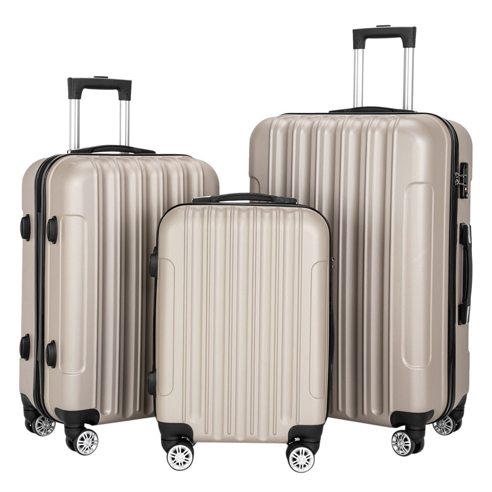Suitcase Set with TSA Lock Hard Shell Luggage Suitable 20 24 28 inch Champagne
