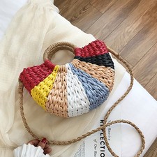  Borsa a tracolla colorata in paglia intrecciata Borsa multifunzionale da