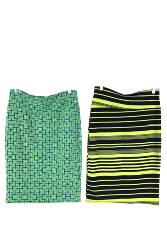 Lot of 2 LuLaRoe Cassie Medium Neon Striped Pencil Skirts - Very Good Condition - Picture 2 of 5