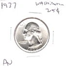 1937 Washington silver quarter AU