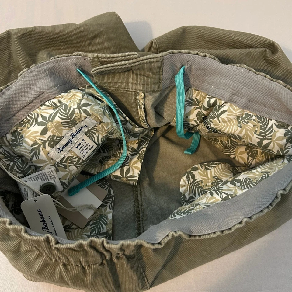 Pantalones Cortos Tommy Bahama Para Hombre M Hoja de Té Verde Pana Cordón Costero Nuevos con Etiquetas Foto 4 de 4