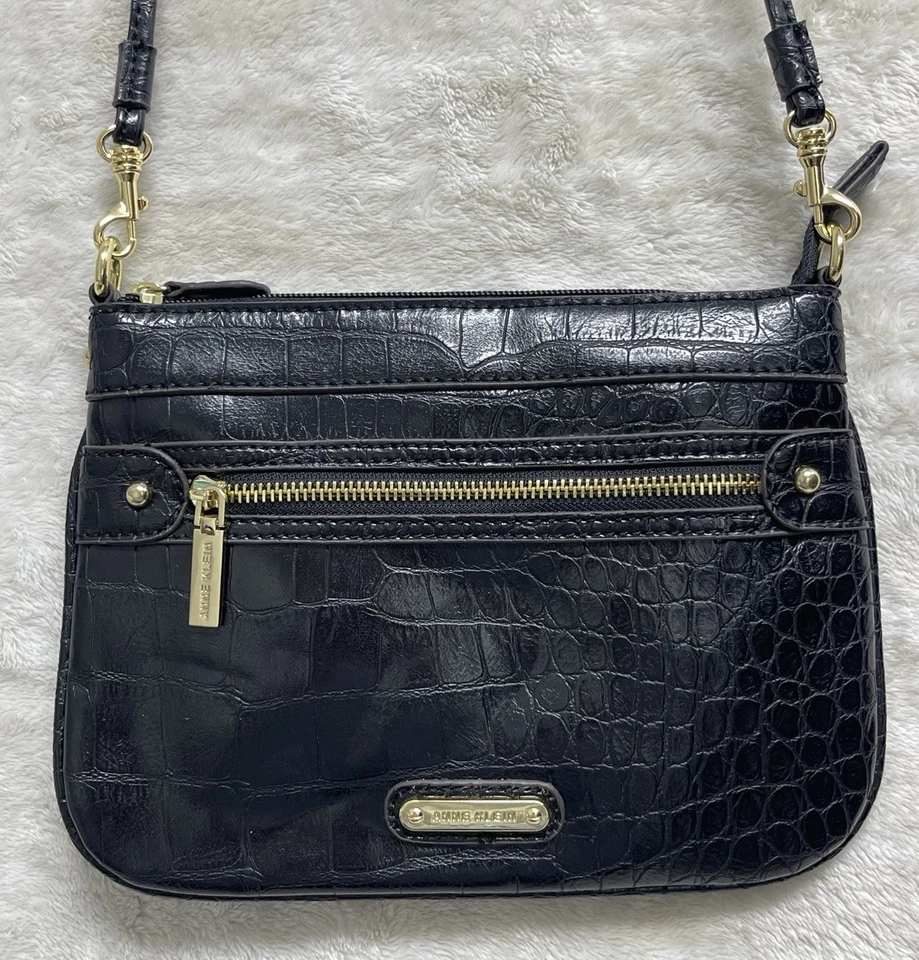 Bolsa de ombro Anne Klein preta jacaré couro sintético tiracolo bolsa de mão - Imagem 2 de 4