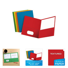 Two Pocket Folders Assorted Colors Textured Paper Letter Size Pack of 25 for
