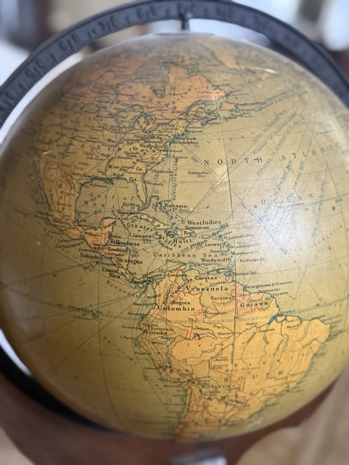 Antiguo globo terráqueo Philips 12 pulgadas mundo en soporte. Foto 3 de 4