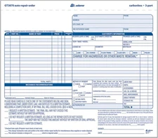Adams Auto Repair Order Forms, 8.5 x 7.44 Inch, 3-Part, 50-Pack, White/Canary 