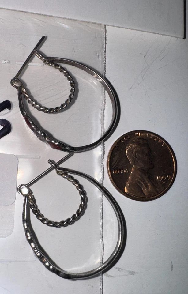 Sterling Silver Flower Floral Hibiscus Avon Signed Enamel Earrings SS-917 - Изображение 4 из 4