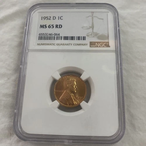 1952-D Lincoln Wheat Cent 1C NGC MS65 RD Free shipping