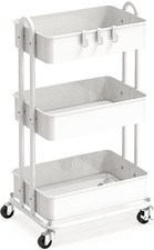 3-Tier Heavy Duty Metal Utility Rolling Cart w/ Locking Caster, Mobility, Sturdy