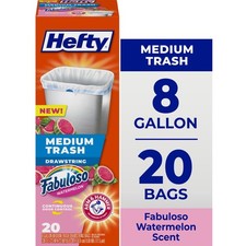 Hefty Medium Trash Bags, Fabuloso Watermelon Scent, 8 gallon, 20 Count