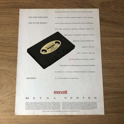GRAM44 MAGAZINE ADVERT 11X8 MAXELL NEW METAL VERTEX 60 TAPE