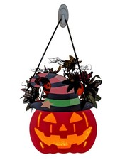 7x Halloween Lighted Pumpkin Decorations Hanging 11" x 9" jack-o'-lantern