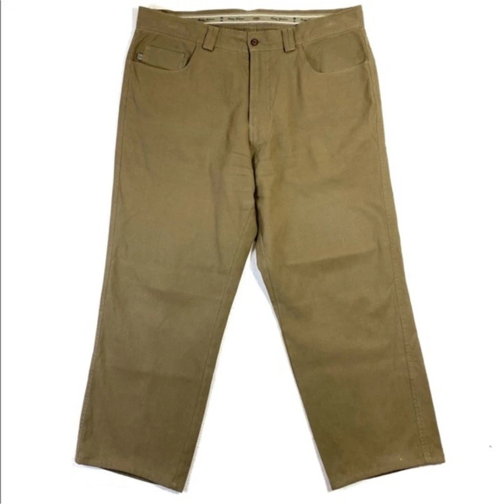 Tommy Bahama Tan Silk Blend Relaxed Straight Leg Pant Mens Size 36 HEMMED Short