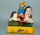 GALLOPING COWBOY SAVINGS BANK TIN BATTERY TOY JAPAN — photo 4