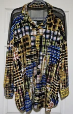 Attitudes by Renee Como Jersey Mesh Shoulder Top Blouse Size 1X