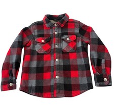 Eddie Bauer Boys Plaid Snap Button Sherpa Lined Flannel Jacket Size 4/5