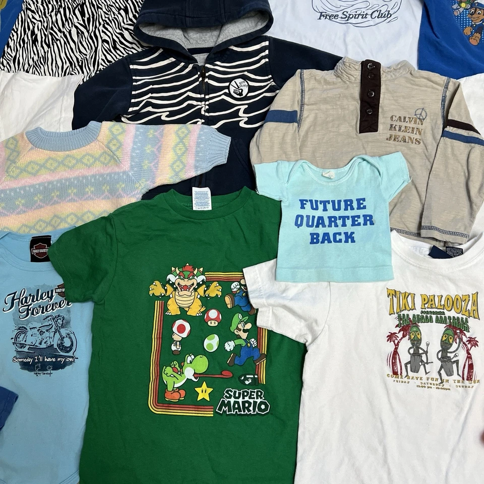 Lot Of 30 Vintage Baby Kids Clothing 80s 90s T Shirts Oshkosh Nintendo Cartoon - Image 4 of 4