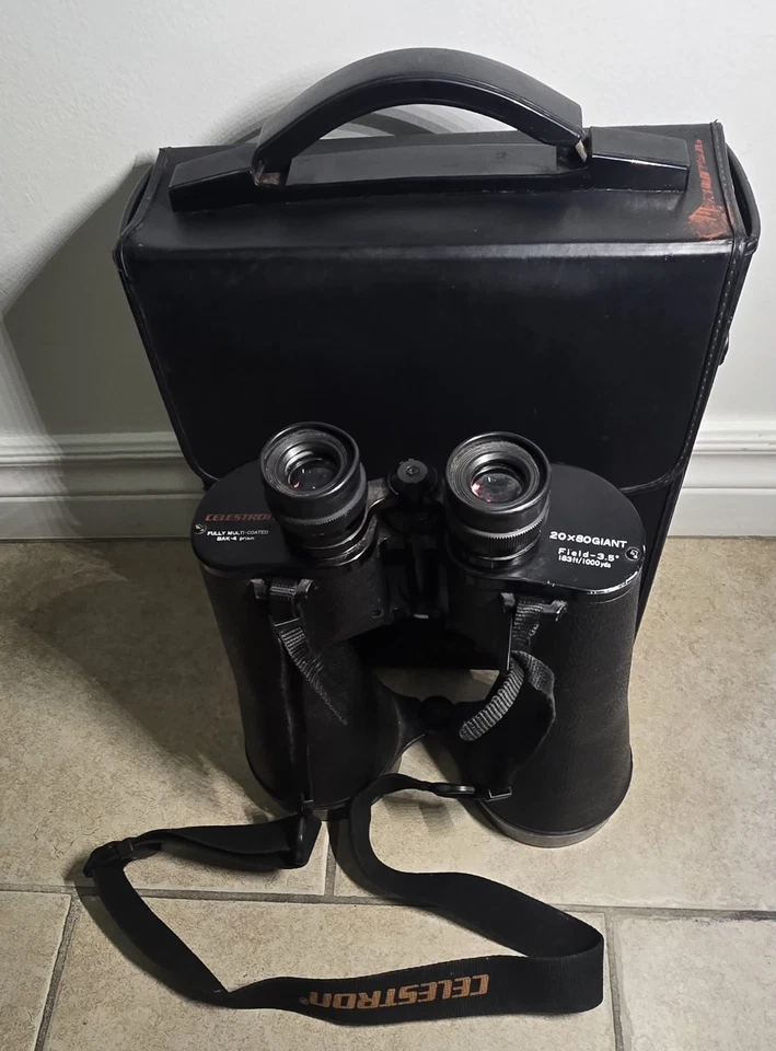 Vintage Celestron 80×20 Japanese Milita Binoculars Fully Multi Coated With Case - Image 2 of 4