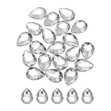 20 Pcs Transparent White Flat Back Acrylic Teardrop Gems 18x25mm Rhinestone