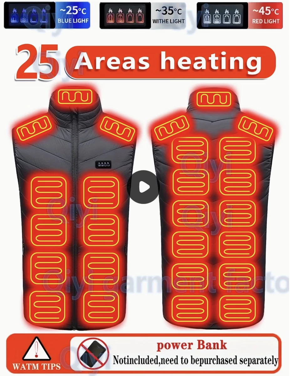 Heated Gilet Vest Jacket Bodywarmer with 25 Heat Zones – For Men & Women