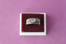  Silver Ring With Amethyst  Antique Look  2 Cm.Wide Size P  Only 2.8 Gr. In  Box