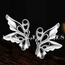 925 Sterling Silver Hypoallergenic 10mm Half-Butterfly Stud Post Earrings G1042