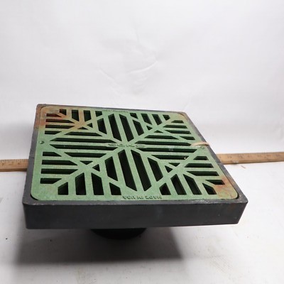 NDS 9 in. Plastic Square Low Profile Drainage Catch Basin with Grate in Green