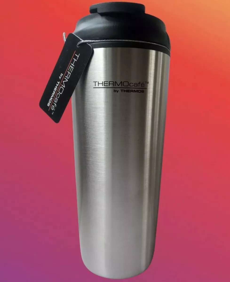 Thermos THERMOcafé Stainless Steel Drink Flip Lid Travel Tumbler 435ml  Silver