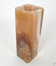 Vaso vintage design parallelepipedo anni 60 in alabastro pesante h20cm -61I