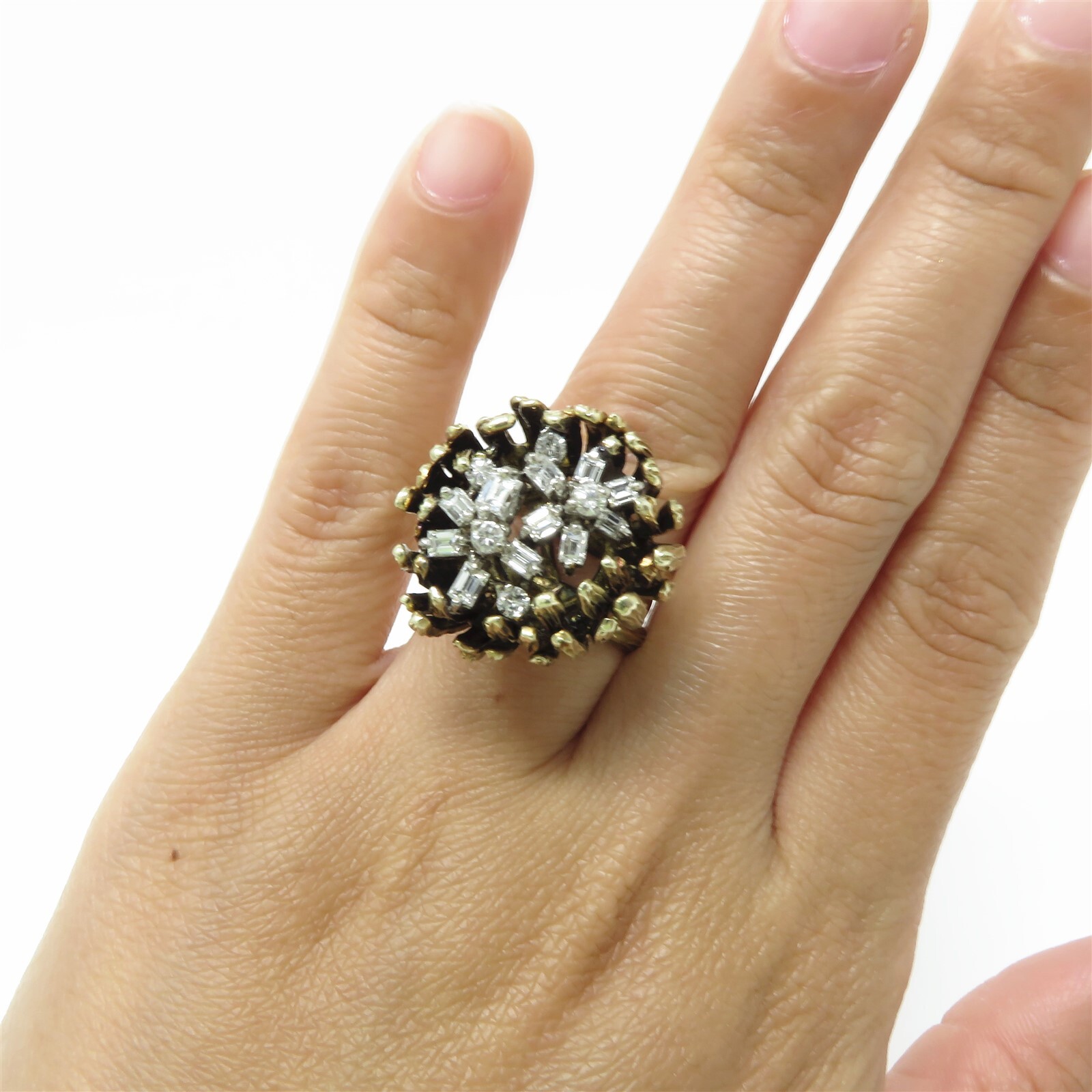 NYJEWEL 14k Yellow Gold Diamond Floral Ring - image 7