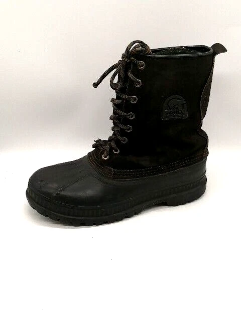 Sorel Boots Mens Black 8 Snow Shoes Felt Lined Steel Shank Rubber Mid Calf