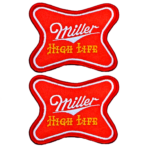 2 Miller High Life Beer Vintage Style Patch Sew Iron On Cap Shirt 2.5" x 3.25"