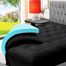 Dual Layer 4 Inch Memory Foam Mattress Topper Cooling Gel Bamboo Pillow Top Pad