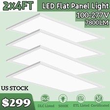 4 Pack 75W LED Flat Panel Light 2x4 FT Commercial Office Ceiling Troffer Lights