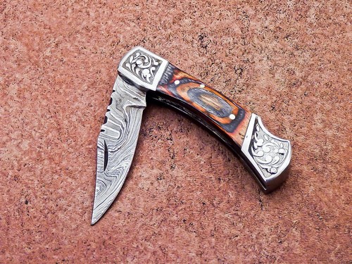 Custom Handmade Forged Damascus Steel Folding Pocket Knife , Pocket Knife, 790 - Picture 7 of 11