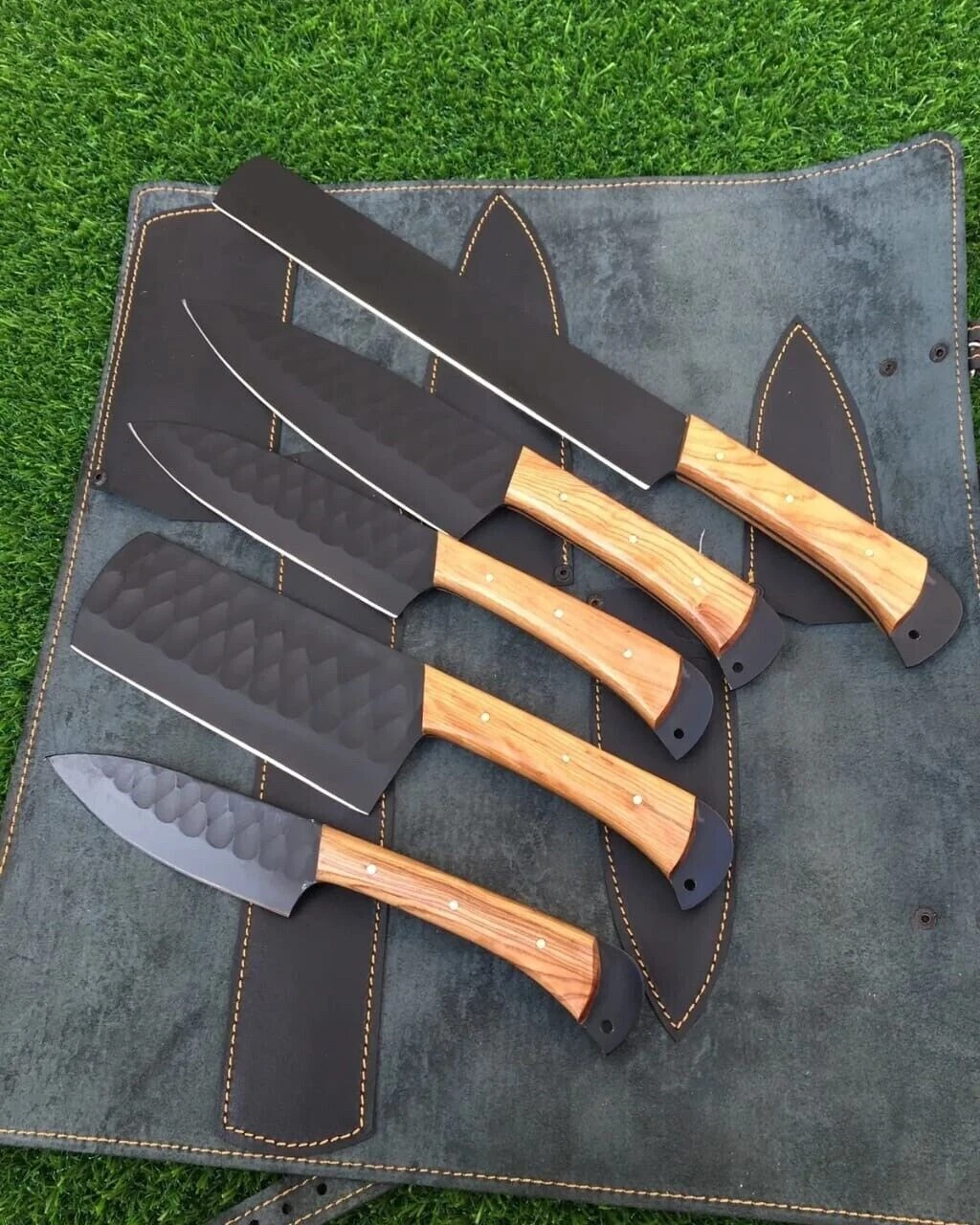 Custom Handmade Damascus High Carbon Steel Chef Knife Set Kitchen Knife W/S