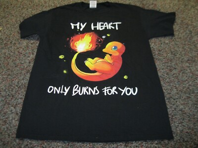 Pokemon Charmander My heart only burns for you T-Shirt Mens Size M