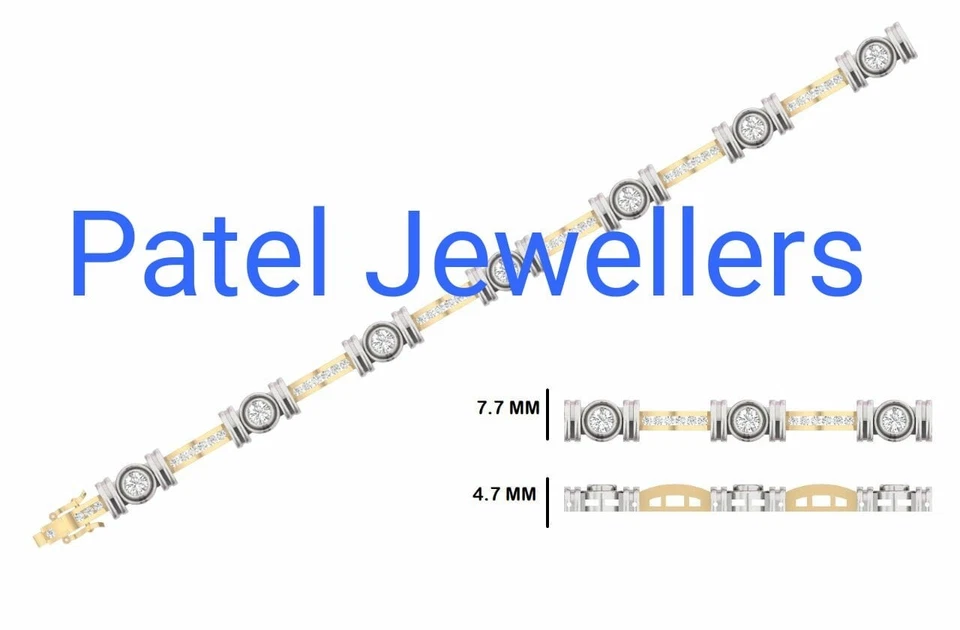 2 Ct Rund Simulierter Diamant Link Tennisarmband 14k Zweifarbig Vergoldet - Bild 3 von 4