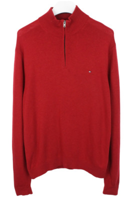 Tommy Hilfiger Premium Lambswool Pullover Herren XL Strick Halb Reißverschluss