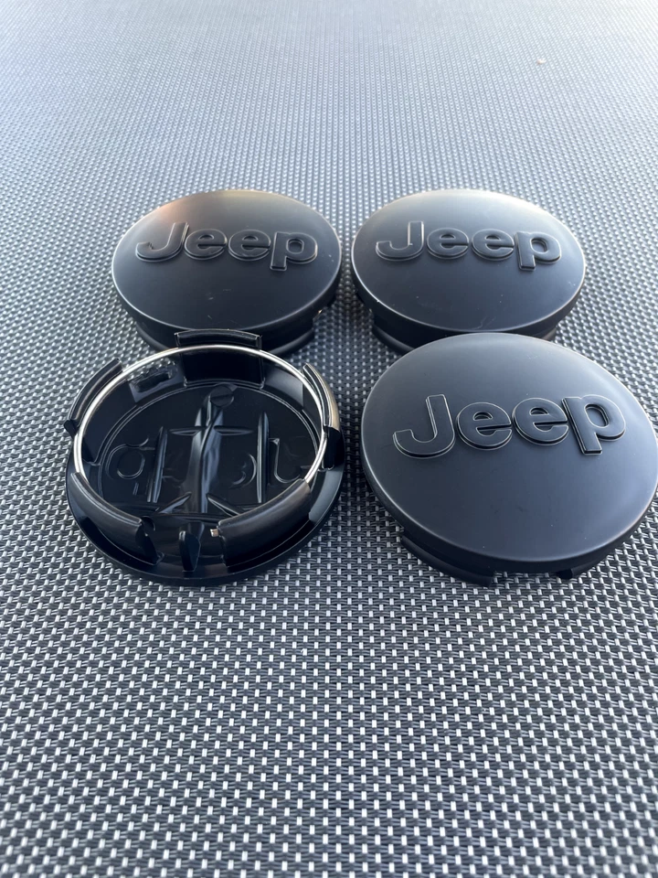 JEEP 4 X MATT BLACK 63 mm Wheel Center Cap GRAND CHEROKEE Wrangler Compass - Image 4 of 4
