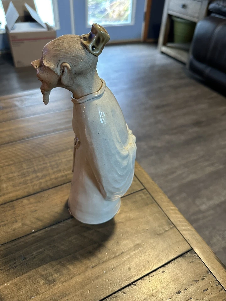 Antigua estatua japonesa del siglo XVIII Celadon Ware estatuilla viejo monje mago Foto 4 de 4