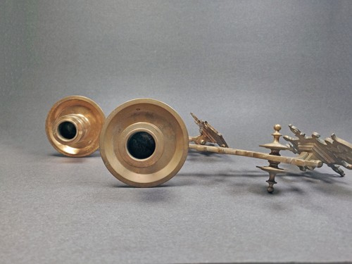 Brass Piano Wall Sconces Swing Arm Candle Holders Bracket Art Nouveau - Picture 8 of 10