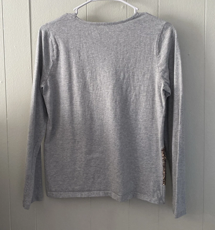 Boden Reindeer Sequin Long sleeve T-shirt Gray Christmas Girls Size 13-14 Years - Image 4 of 4
