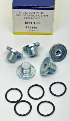 M14-1.50 Oil Drain Plug, Countersunk Thin Hex Head, xref # 673186